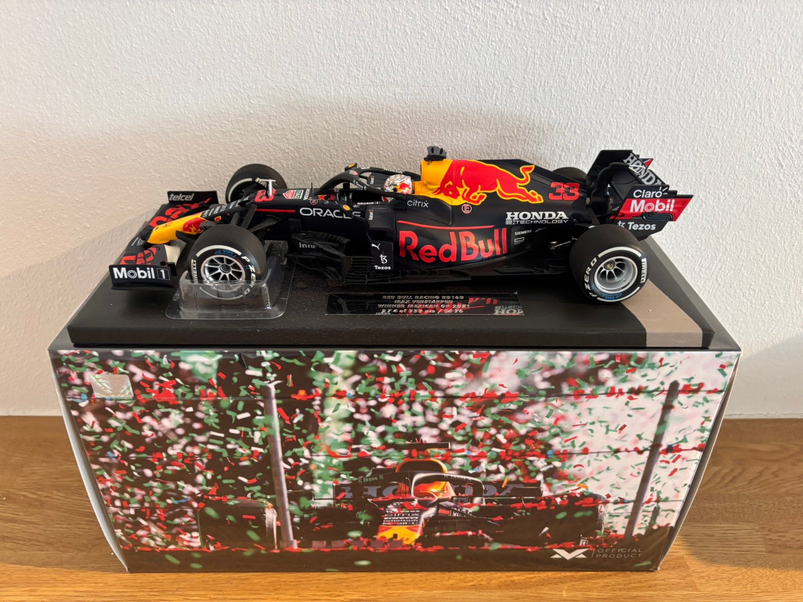 Max verstappen RB16 winner mexico 2021 1:18 model, Verzamelen, Ophalen of Verzenden, Zo goed als nieuw, Formule 1