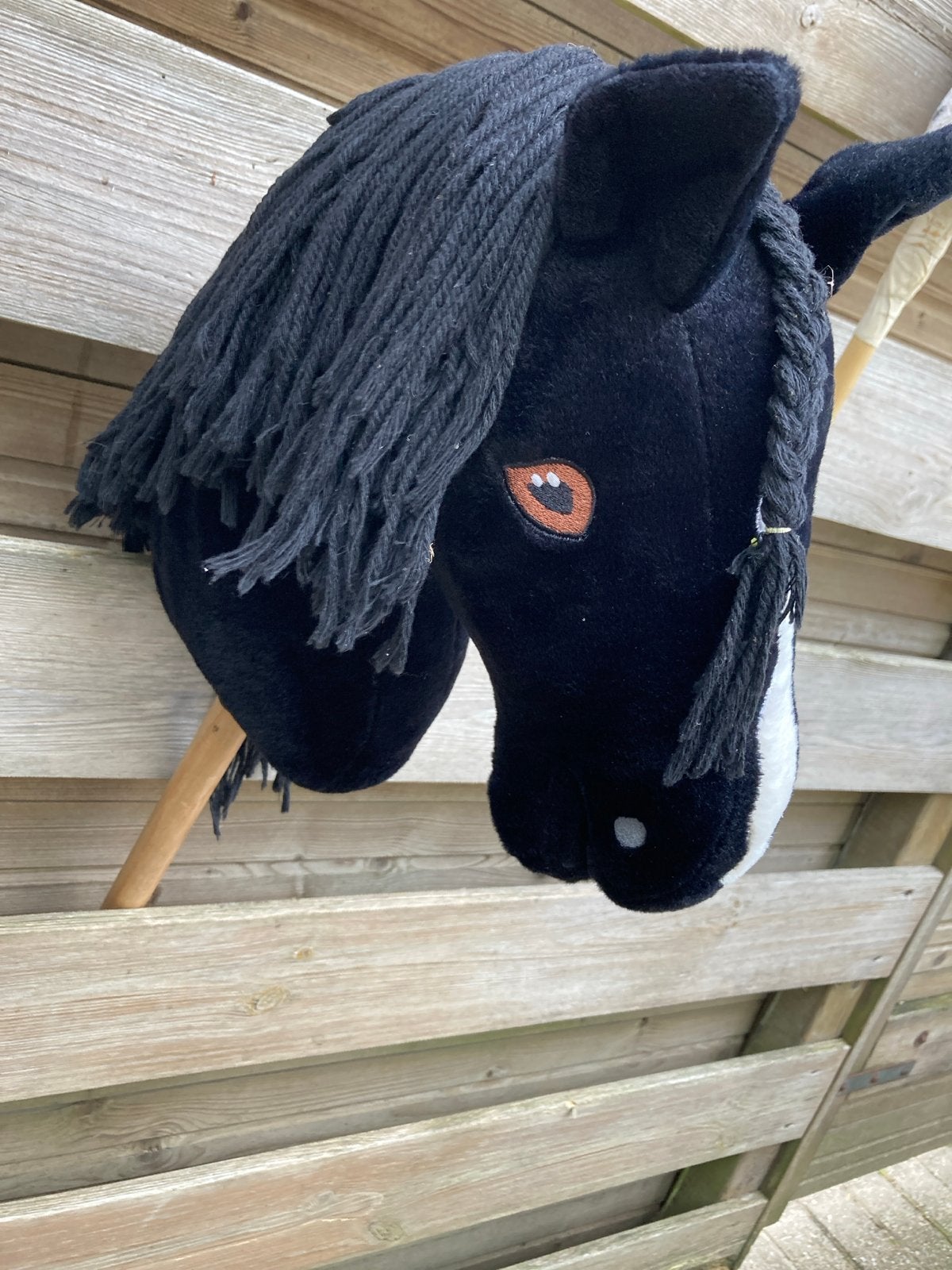 Mooi zwart hobbyhorse met witte bles, Ophalen, Zo goed als nieuw, Jongen of Meisje