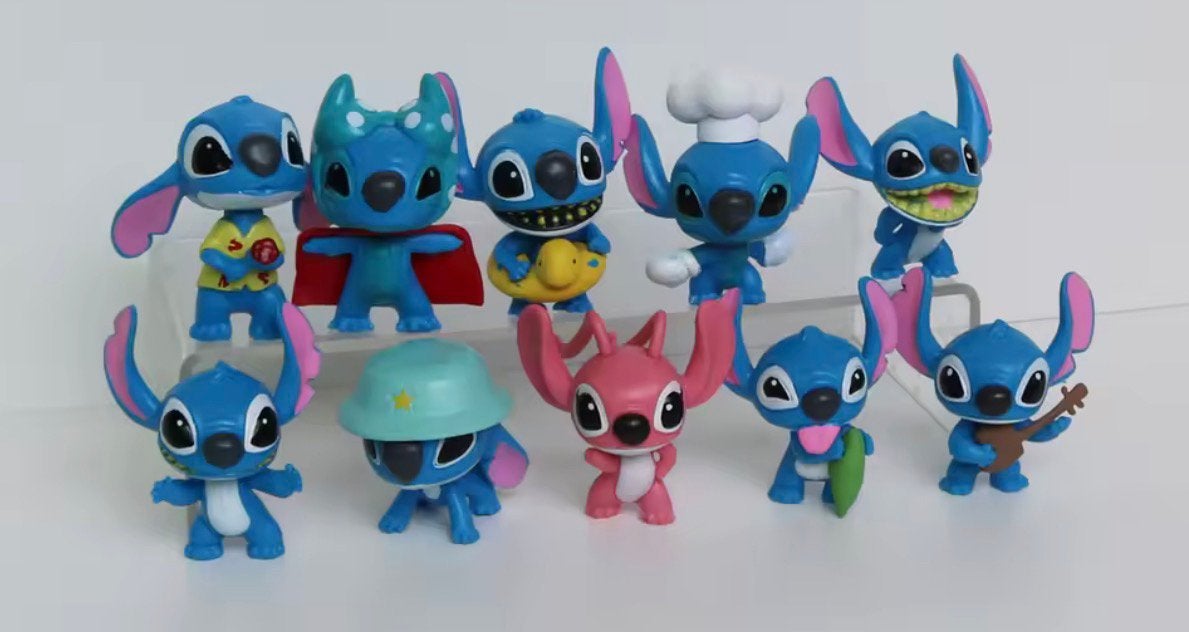 Stitch taartveriering miniaturen (groot) 10 stuks, Ophalen of Verzenden, Nieuw, Taarten, Versiering