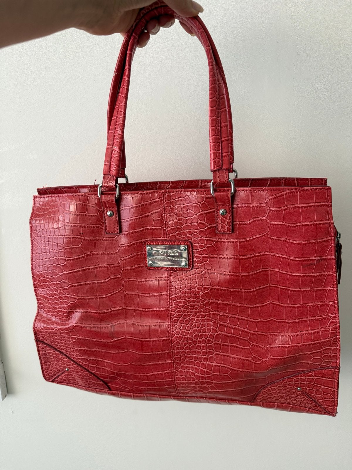 Mango rode shopper met krokodillenprint, Ophalen of Verzenden, Gebruikt, Rood, Shopper