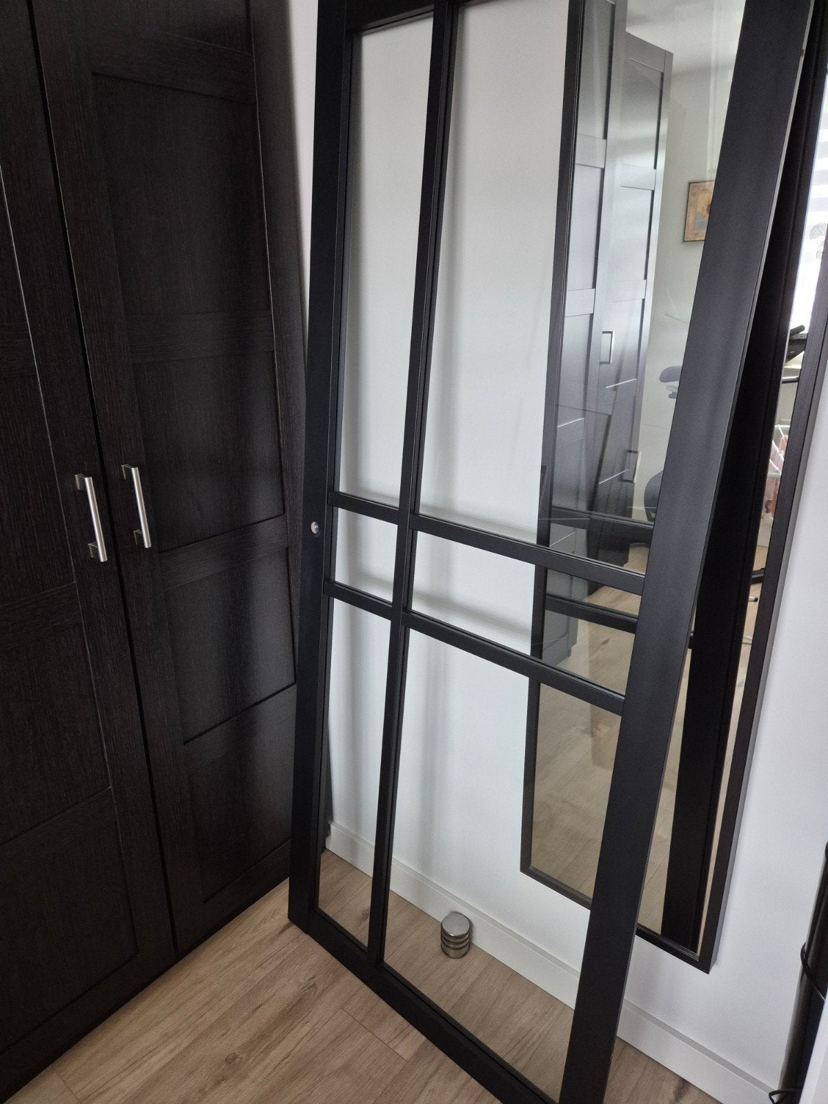 Mooie Zwarte binnendeur met glas, zonder beslag. Doe een moo, Ophalen, Glas, Binnendeur, 200 tot 215 cm