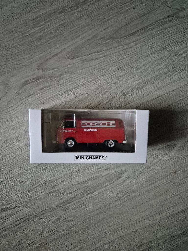 minichamps vw volkswagen bus t2 porsche renndienst rood, Hobby en Vrije tijd, Modelauto's | 1:43, Ophalen of Verzenden, Nieuw