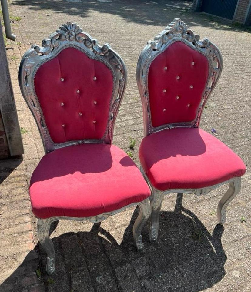 2 Barok stoelen rood met extra kussens - Goede staat, Ophalen