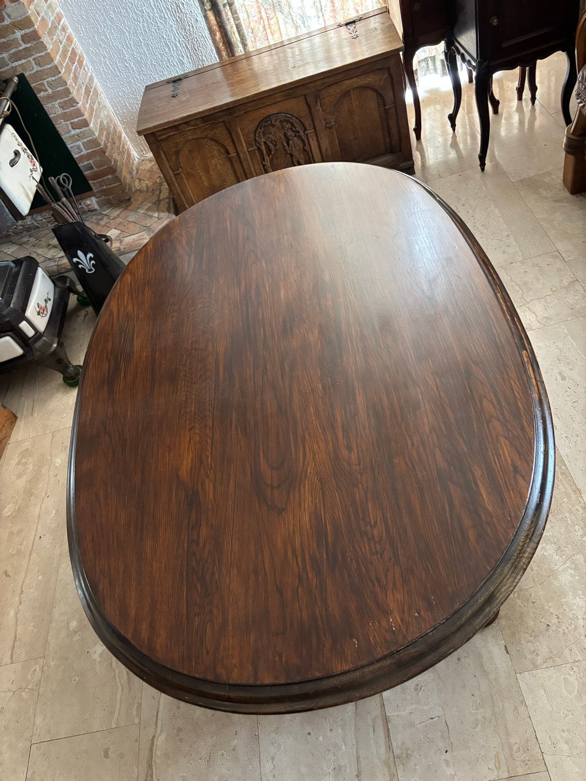 Grote donker eiken salontafel, Ophalen of Verzenden