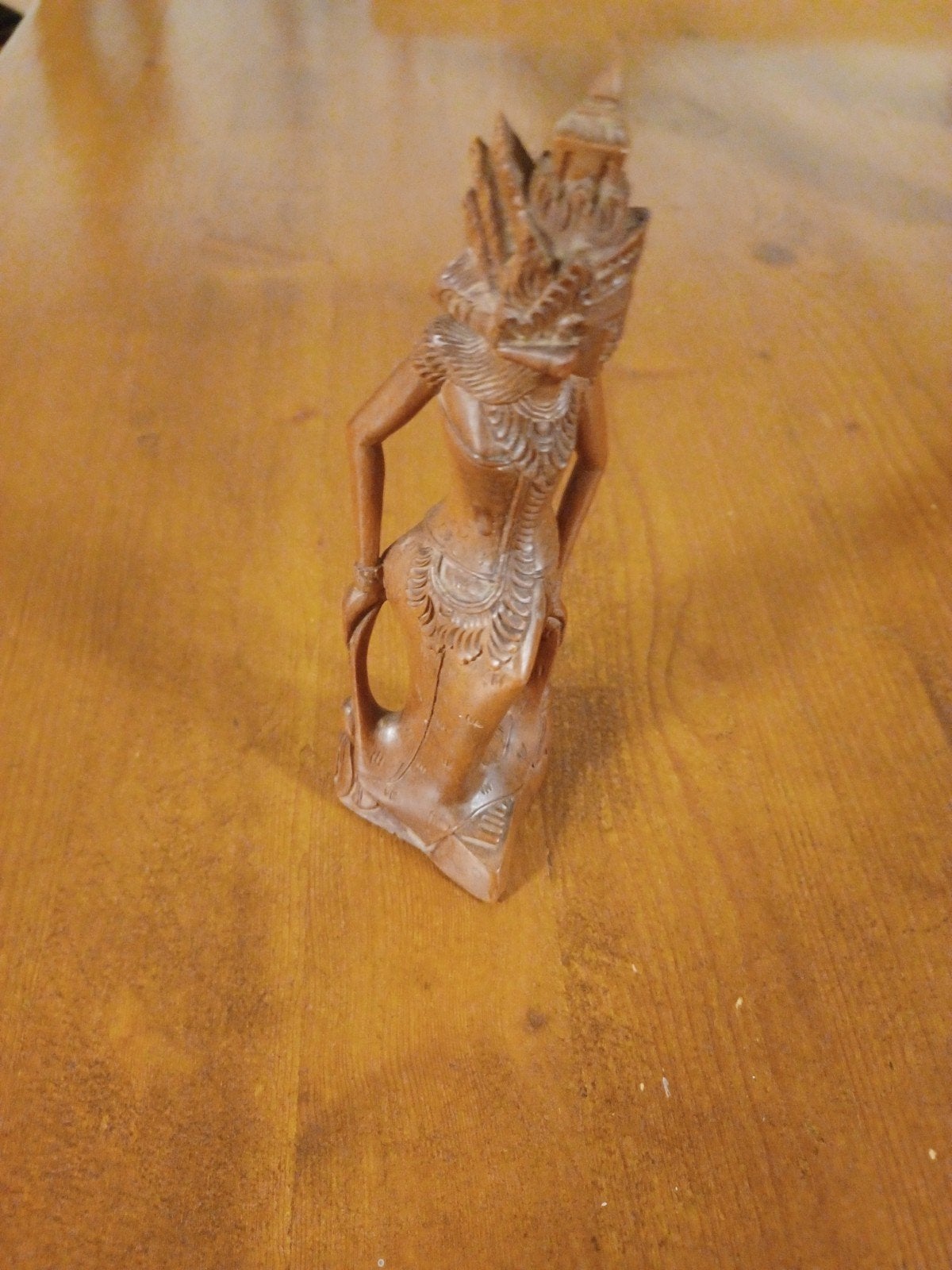Houten Balinese Danseres Beeldje - 17,5 cm, Antiek en Kunst, Kunst | Beelden en Houtsnijwerken, Beeld, Hout, Vrouw, Minder dan 20 cm