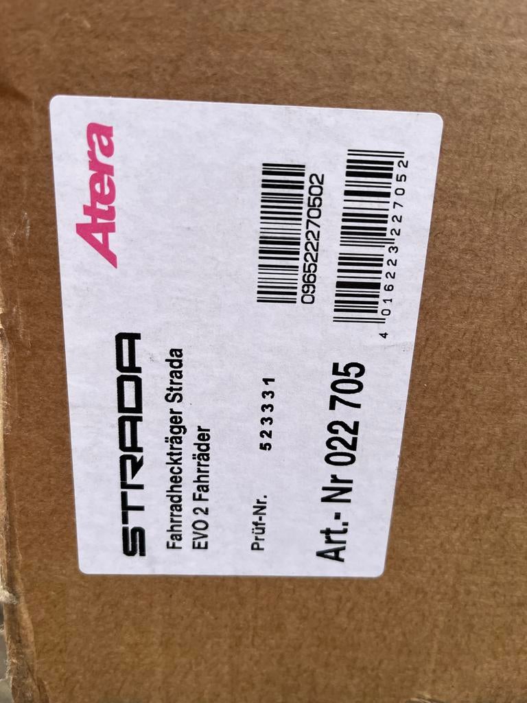 Atera Strada EVO 2 fietsendrager, Auto diversen, Fietsendragers, Ophalen of Verzenden, 2 fietsen, Nieuw, Trekhaakdrager