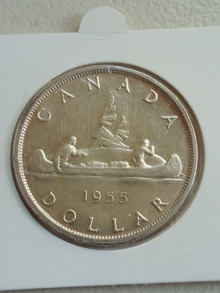 Canada 1 dollar 1955., Ophalen of Verzenden, Noord-Amerika, Losse munt, Zilver