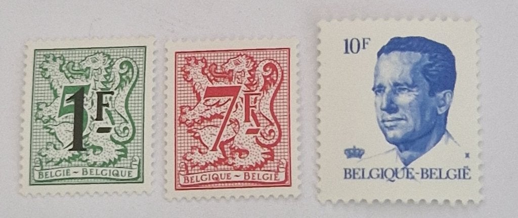 België 1982 -OBP 2050-2051-2069- Boudewijn, Cijfer heraldiek, Postzegels en Munten, Postzegels | Europa | België, Frankeerzegel