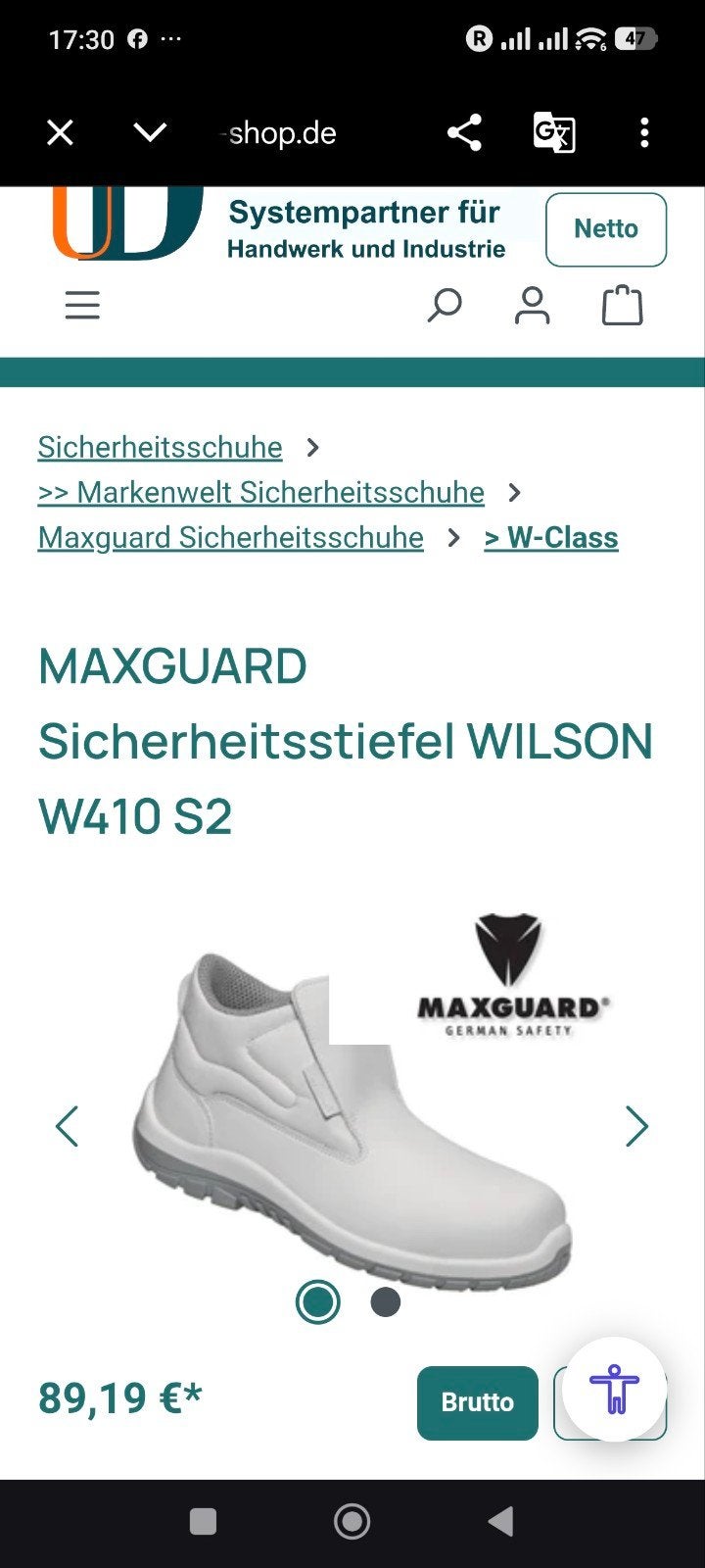 MAXGUARD veiligheidsschoenen W420 S2 maat 47, Ophalen of Verzenden