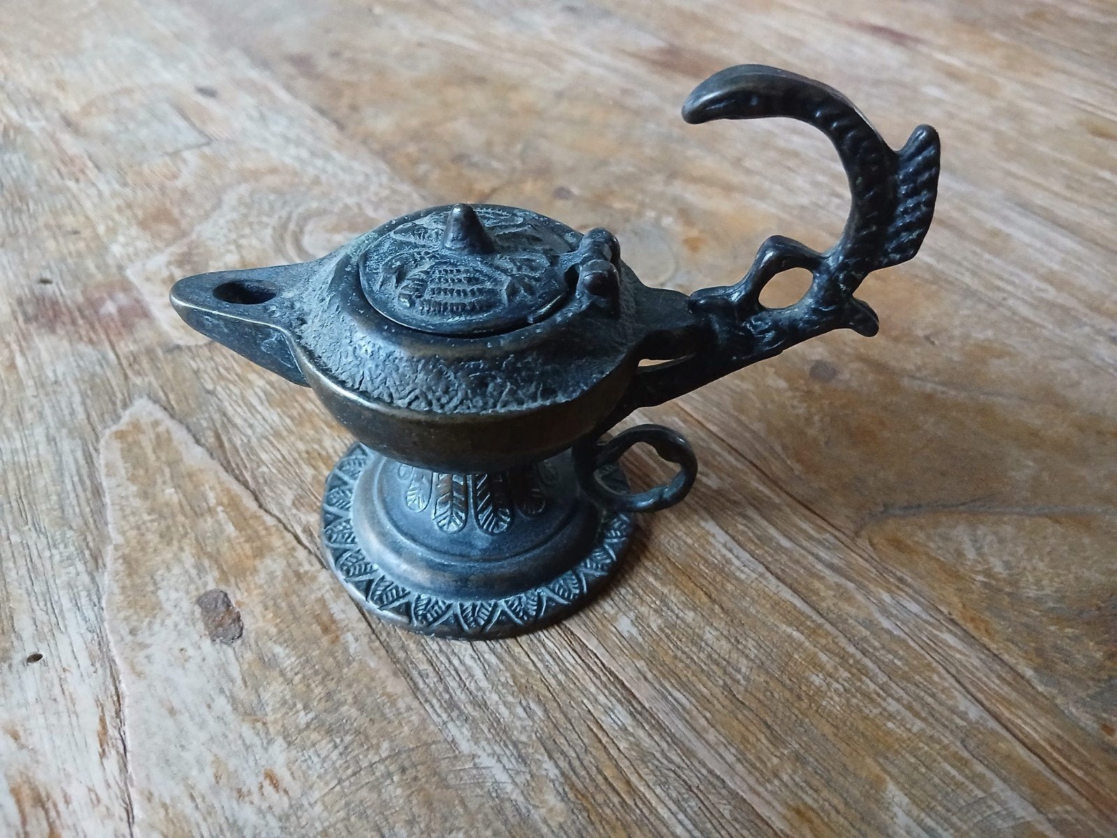 Antieke olielamp met een lontje, Ophalen of Verzenden