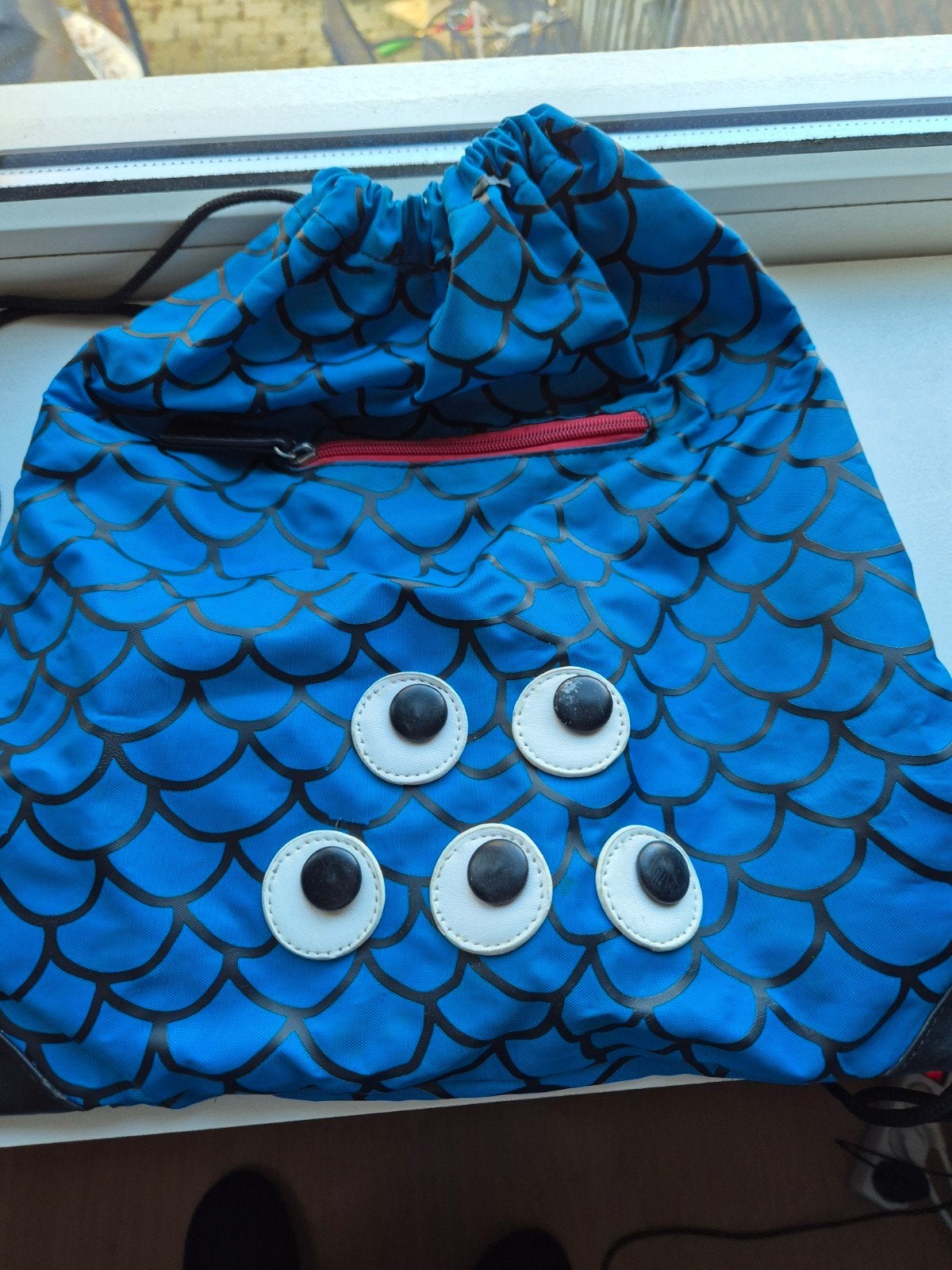 Leuke blauwe gymtas met vissenogen, Ophalen of Verzenden, Gebruikt, Blauw, Overige typen