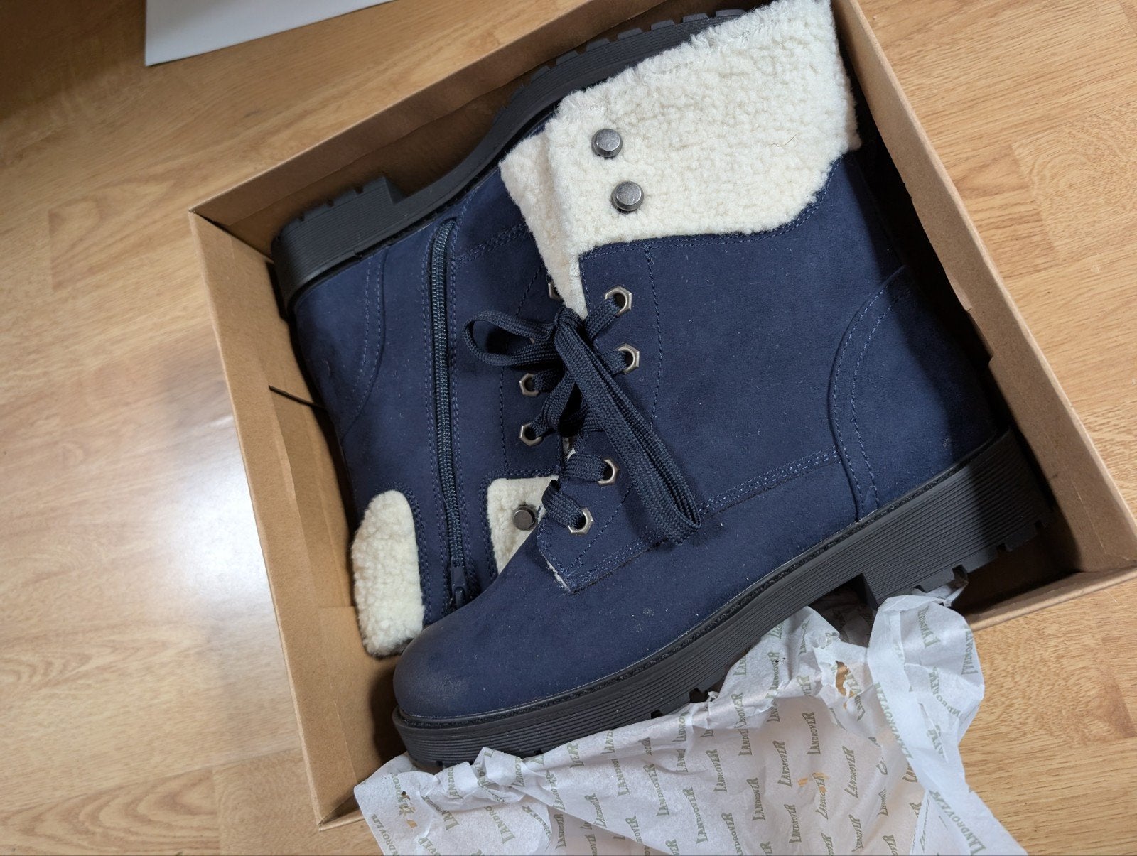 nieuwe blauwe Landrover laarzen veterboots met bont maat 40, Ophalen of Verzenden, Nieuw, Blauw