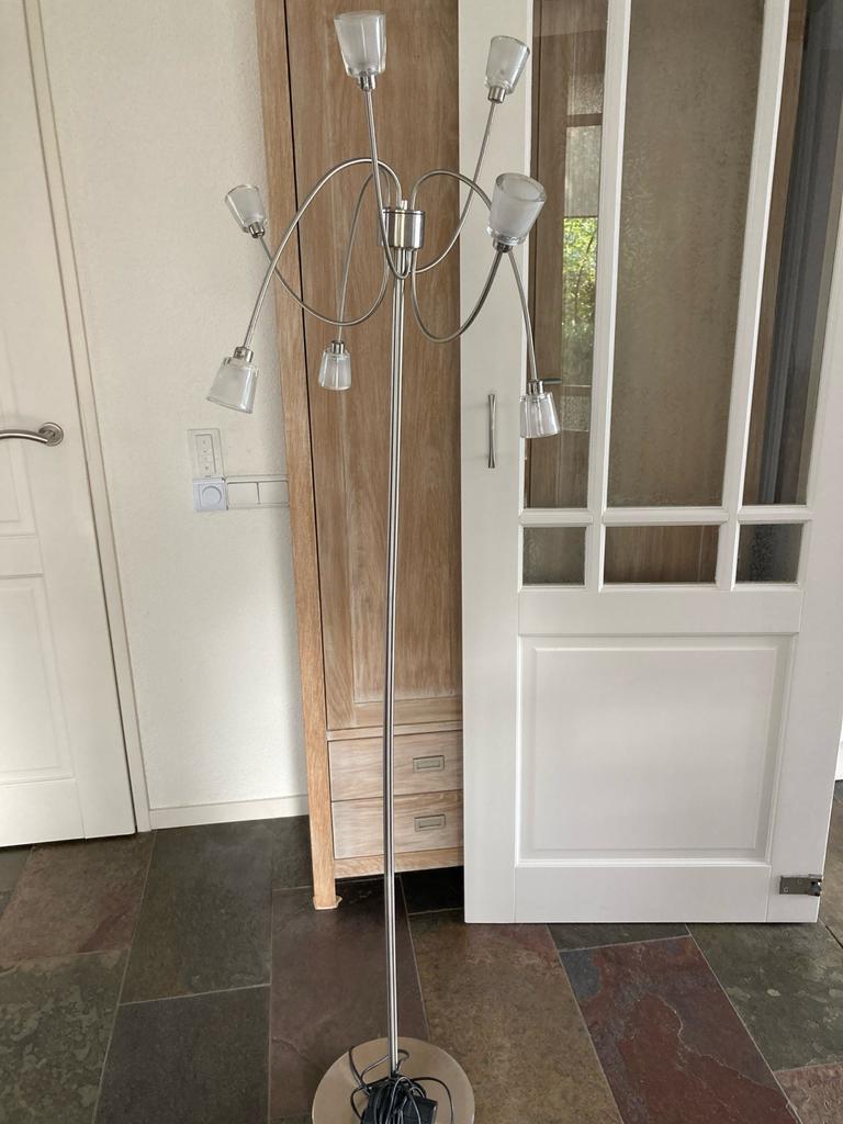 Ikea Staanlamp RVS met 7 Regelbare Spotjes, Ophalen of Verzenden, Gebruikt, Metaal, 150 tot 200 cm