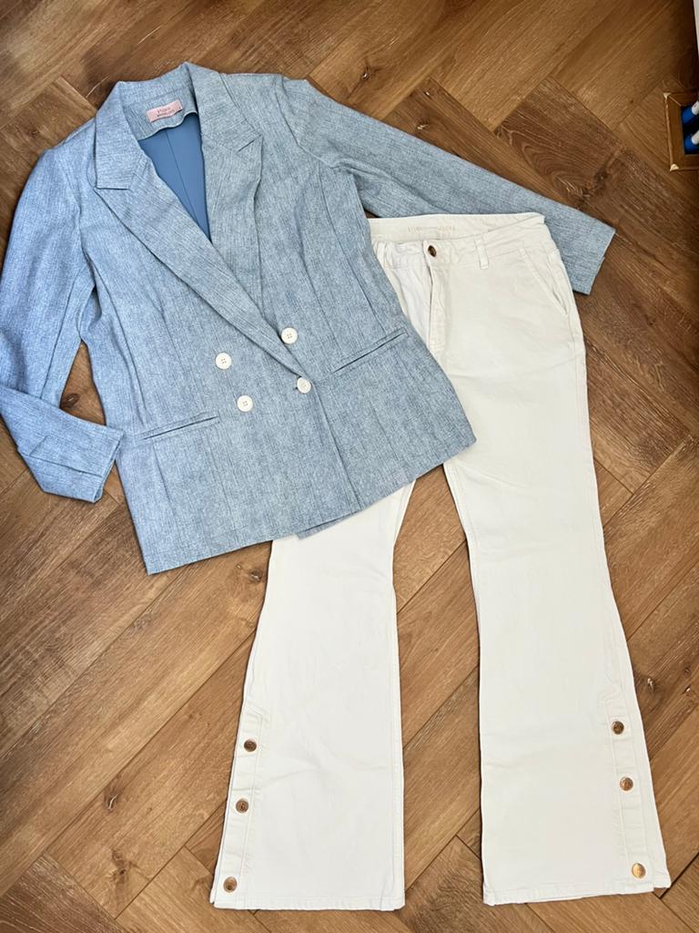 Studio anneloes denim blazer S & flair jeans broek M, Blauw, Nieuw, Ophalen of Verzenden, X