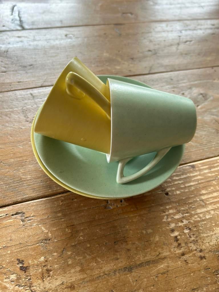Kon plazuid Plateel Gouda - kop en schotel - vintage, Antiek en Kunst, Ophalen of Verzenden