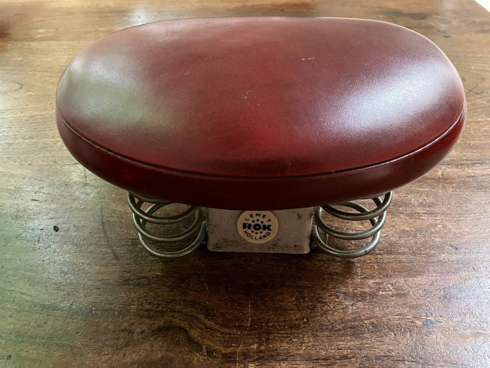Vintage Lemet ROK Holland fietszadel met veren, Gebruikt, Leer, Ophalen of Verzenden, Zadel