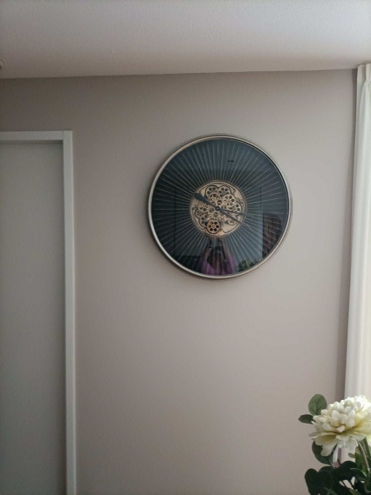 Grote wandklok met zichtbaar uurwerk - 80cm doorsnede, Ophalen of Verzenden, Gebruikt, Wandklok