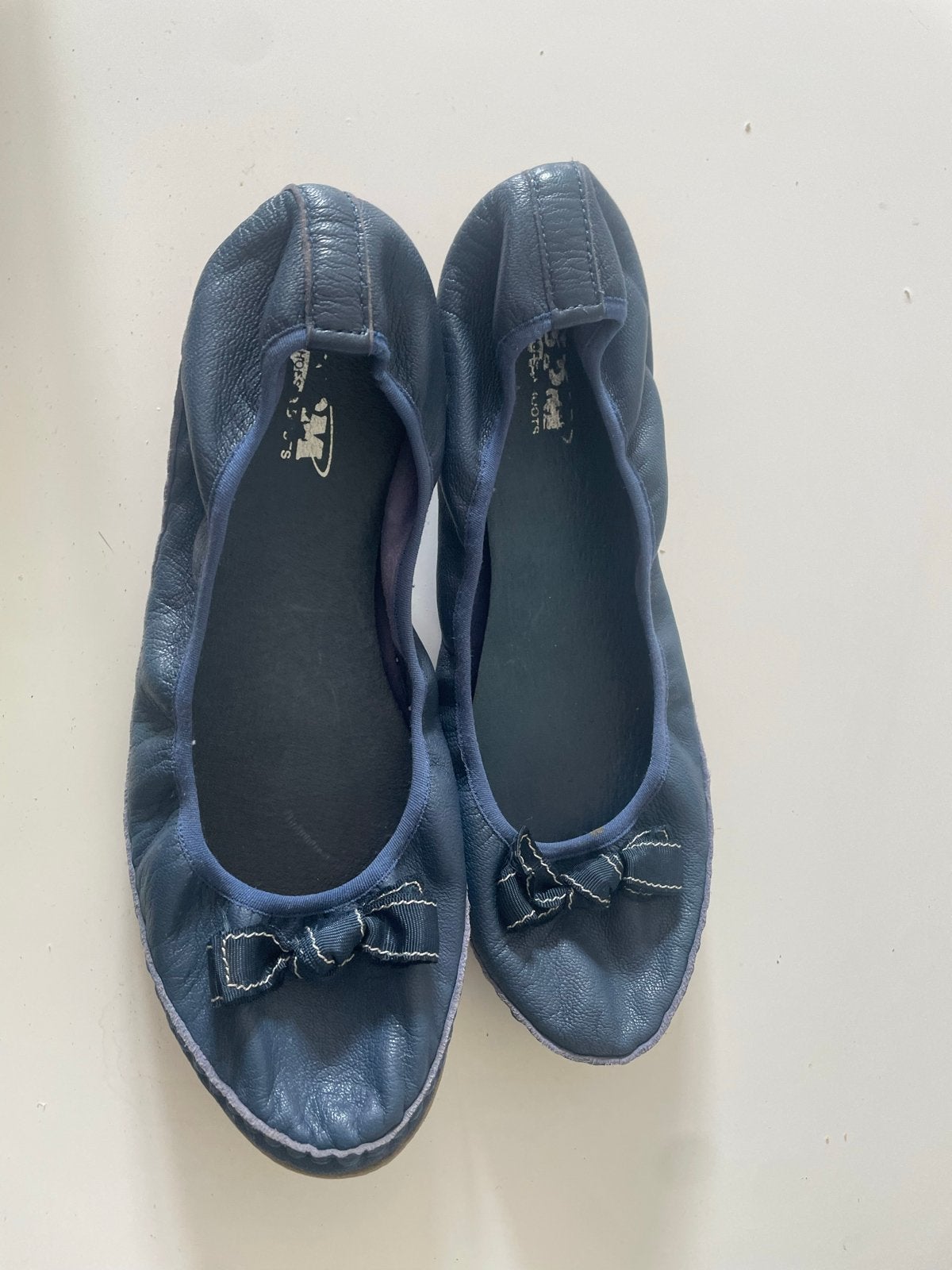 Donkerblauwe leren ballerina's met strikjes Wolky maat 41, Ophalen of Verzenden, Gedragen, Blauw, Ballerina's