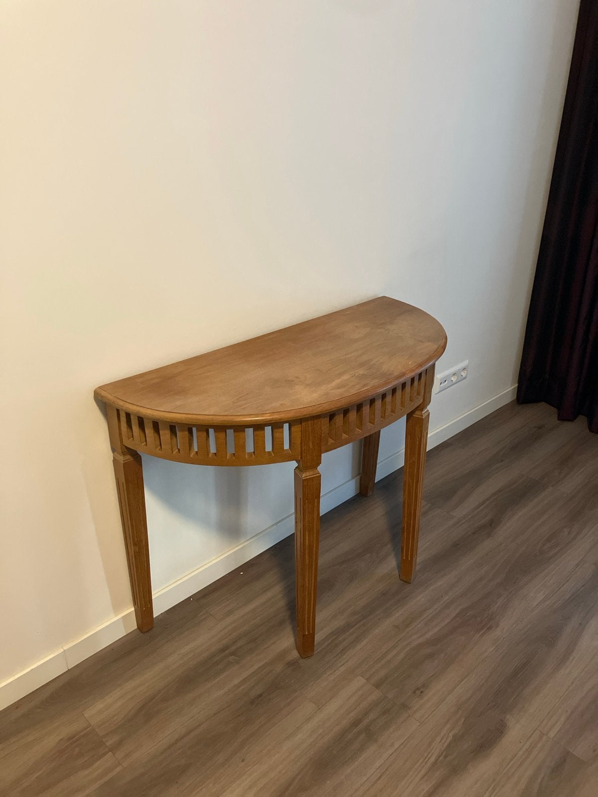 Halfronde houten sidetable / consoletafel, Gebruikt, Ophalen of Verzenden, 75 cm of meer, Overige vormen