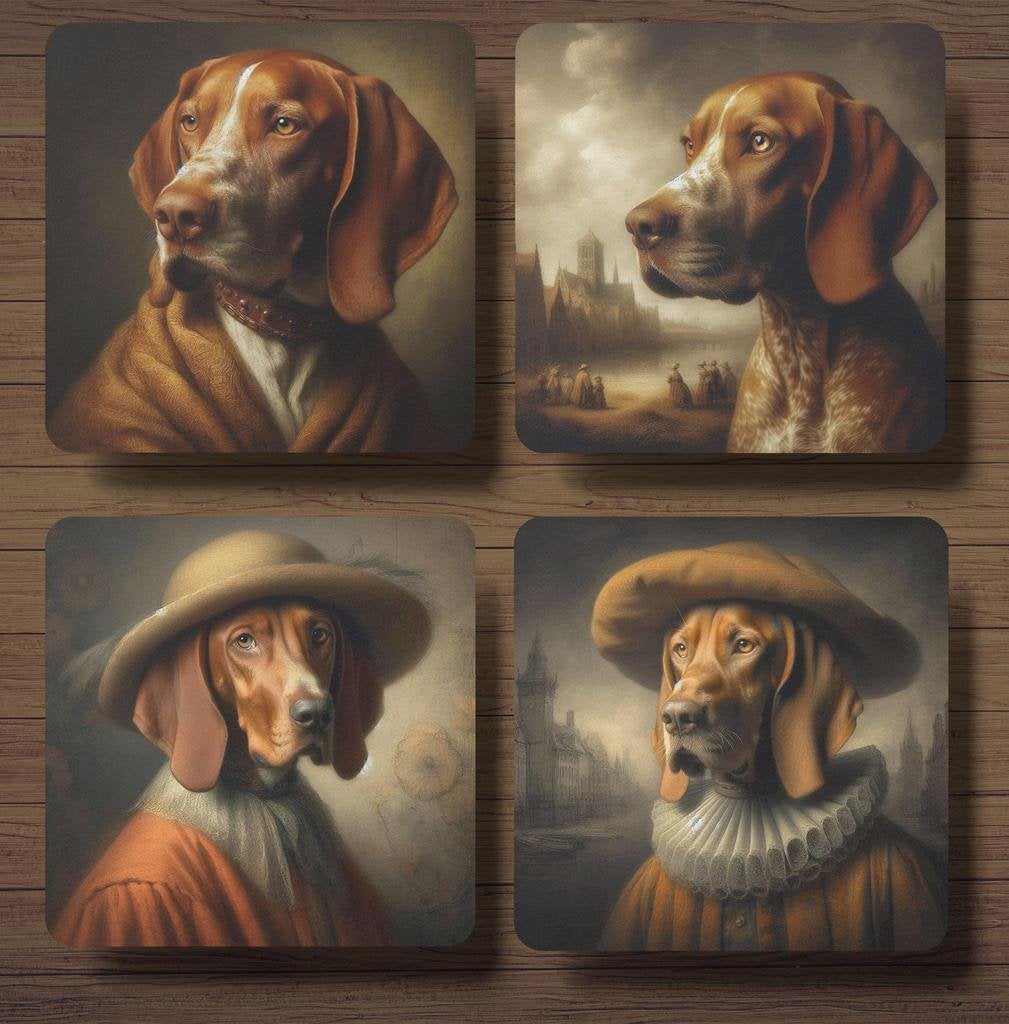 Bracco Italiano Rembrandt stijl onderzetters met houder, Ophalen of Verzenden, Nieuw