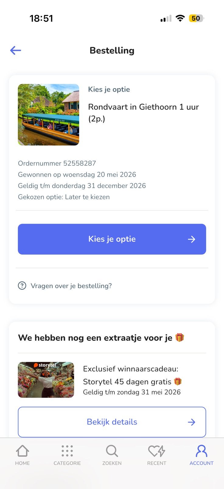 Rondvaart in Giethoren, Eén persoon, Kortingsbon