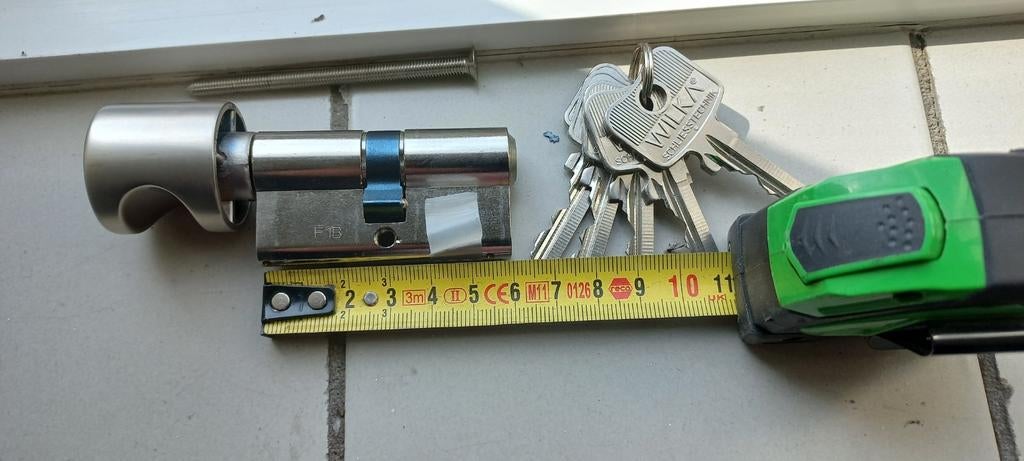 Wilka Deurslot Cilinder met Knop en Sleutels, Doe-het-zelf en Verbouw, Ophalen, Nieuw, Rvs, Slot