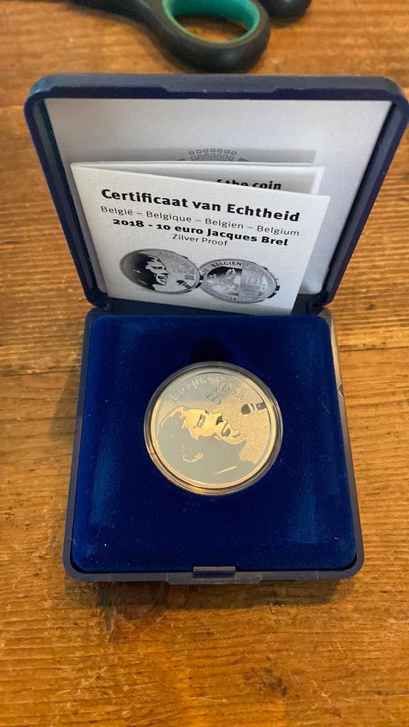 Belgie proof Jacque Brel 2018, Postzegels en Munten, Munten | Nederland, Ophalen of Verzenden, Koningin Beatrix, Euro's, Zilver