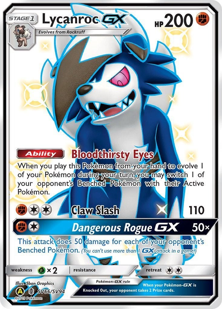 Hidden Fates - Shiny Vault Lycanroc-GX SV66/SV94, Ophalen of Verzenden, Nieuw, Losse kaart