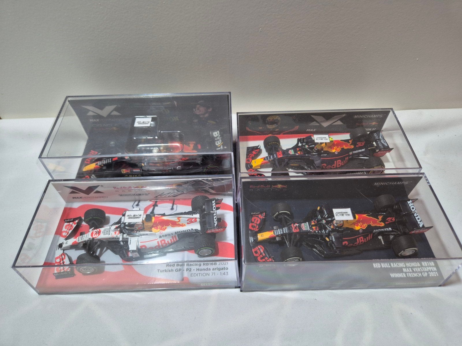 4x Max Verstappen Minichamps 1/43 F1 modelauto, Ophalen of Verzenden, Zo goed als nieuw, Auto, MiniChamps