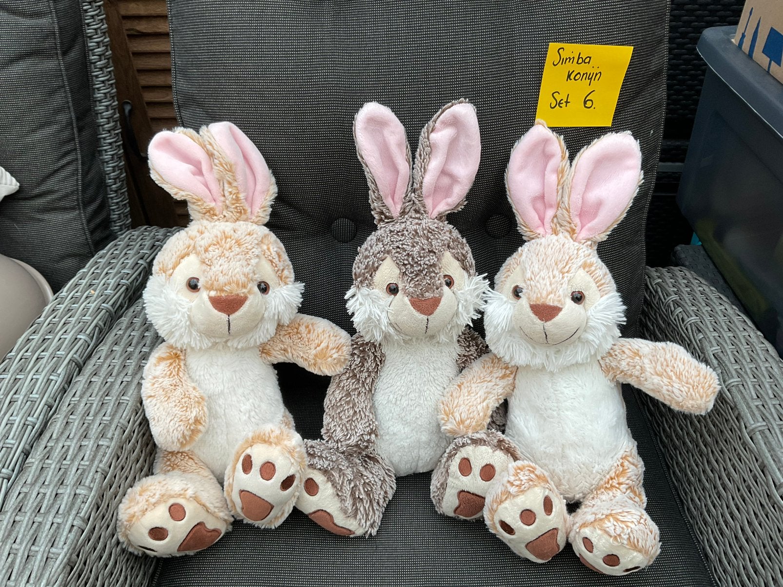 3 nieuwe zgan Simba konijn knuffels 2 beige 1 bruin, Ophalen, Nieuw