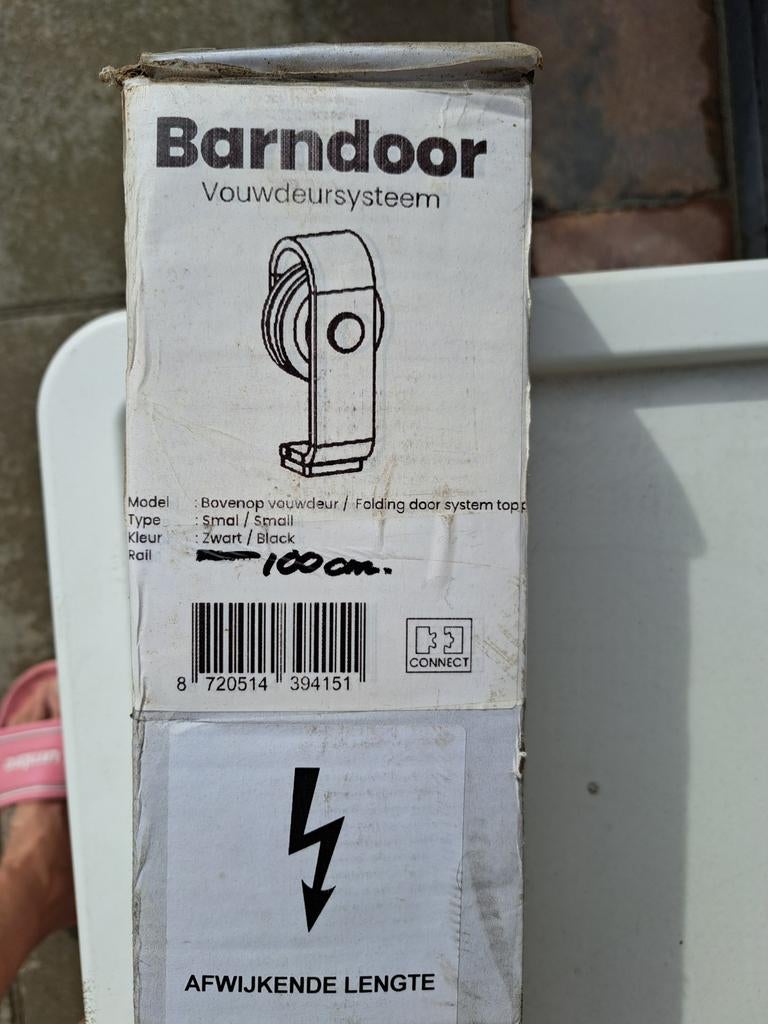 Barndoor Vouwdeursysteem Zwart Staal - Nieuw in Verpakking, Minder dan 80 cm, Binnendeur, Nieuw, Ophalen of Verzenden