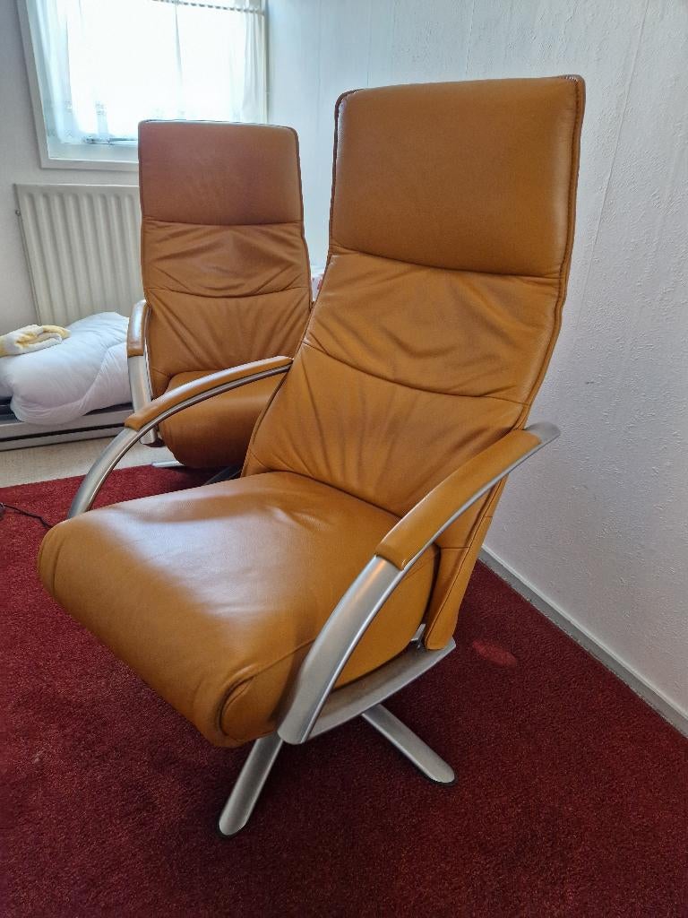 fauteuil, Huis en Inrichting, Fauteuils, Zo goed als nieuw, Leer, Metaal, 50 tot 75 cm, 75 tot 100 cm, Ophalen