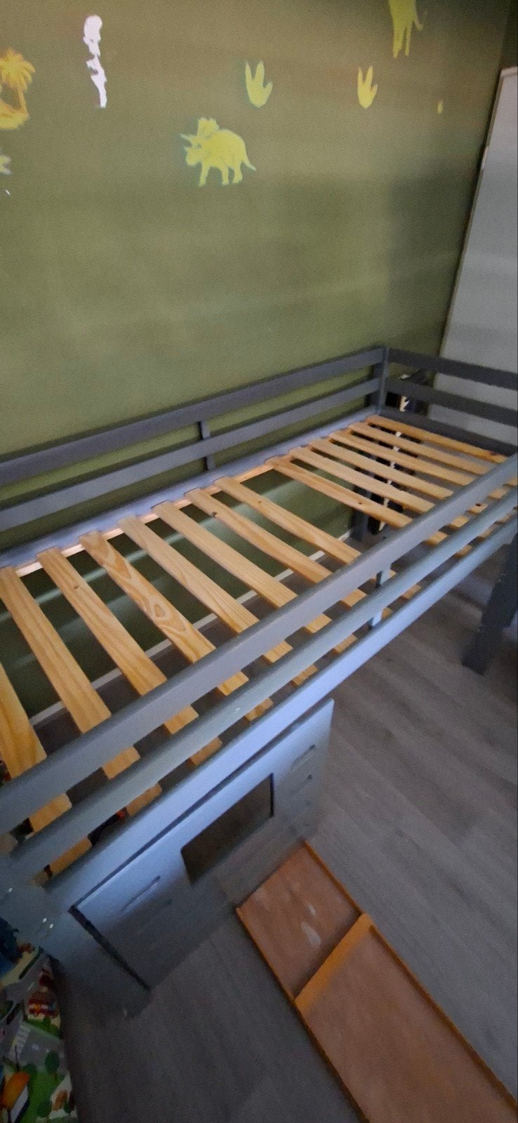 Hoogslaper met lattenbodem en matras (200x90cm), Huis en Inrichting, Slaapkamer | Bedden, Ophalen, Gebruikt, 90 cm, Eenpersoons