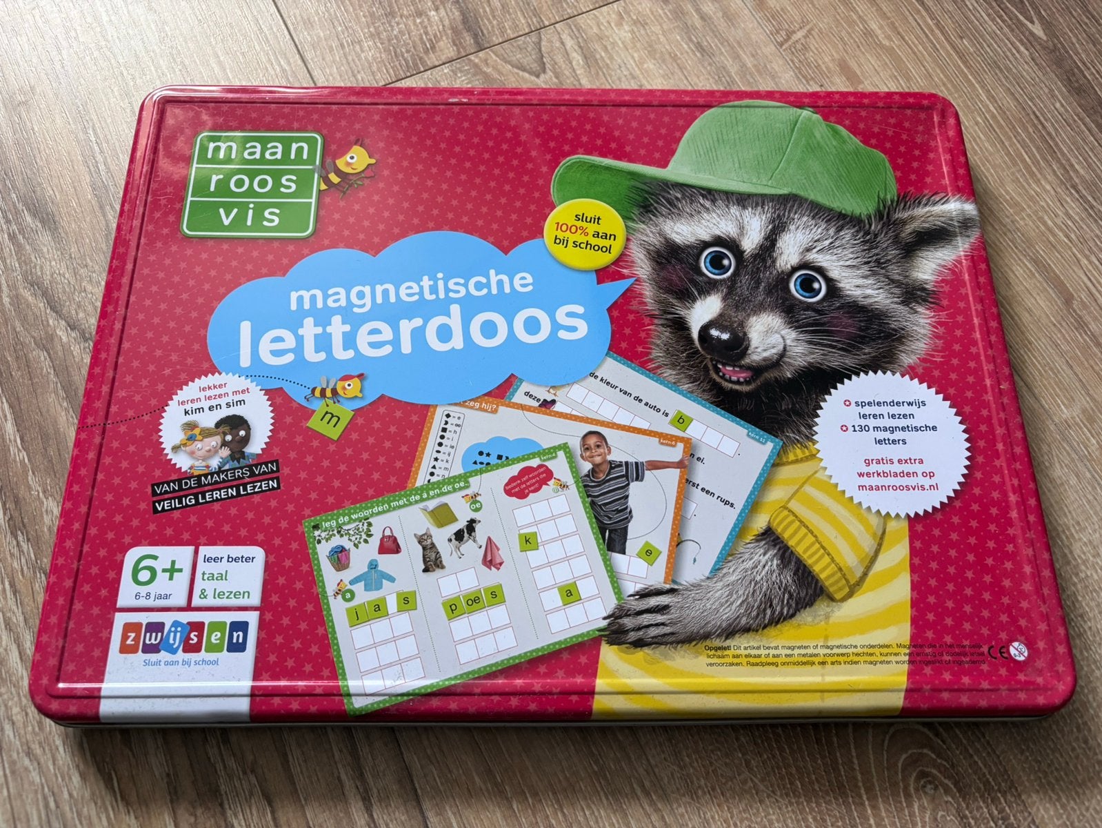 Magnetische letterdoos Maan Roos Vis, Ophalen of Verzenden, Gebruikt