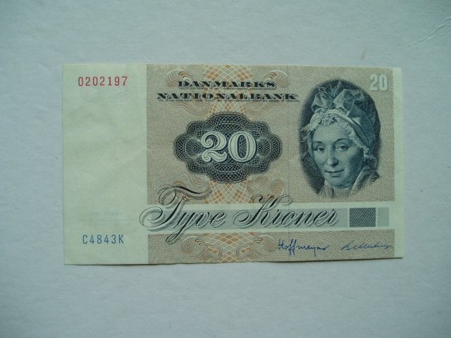 1445. Denemarken, 20 kroner (1979-1988) Pauline Maria Tutein, Verzenden, Overige landen, Los biljet