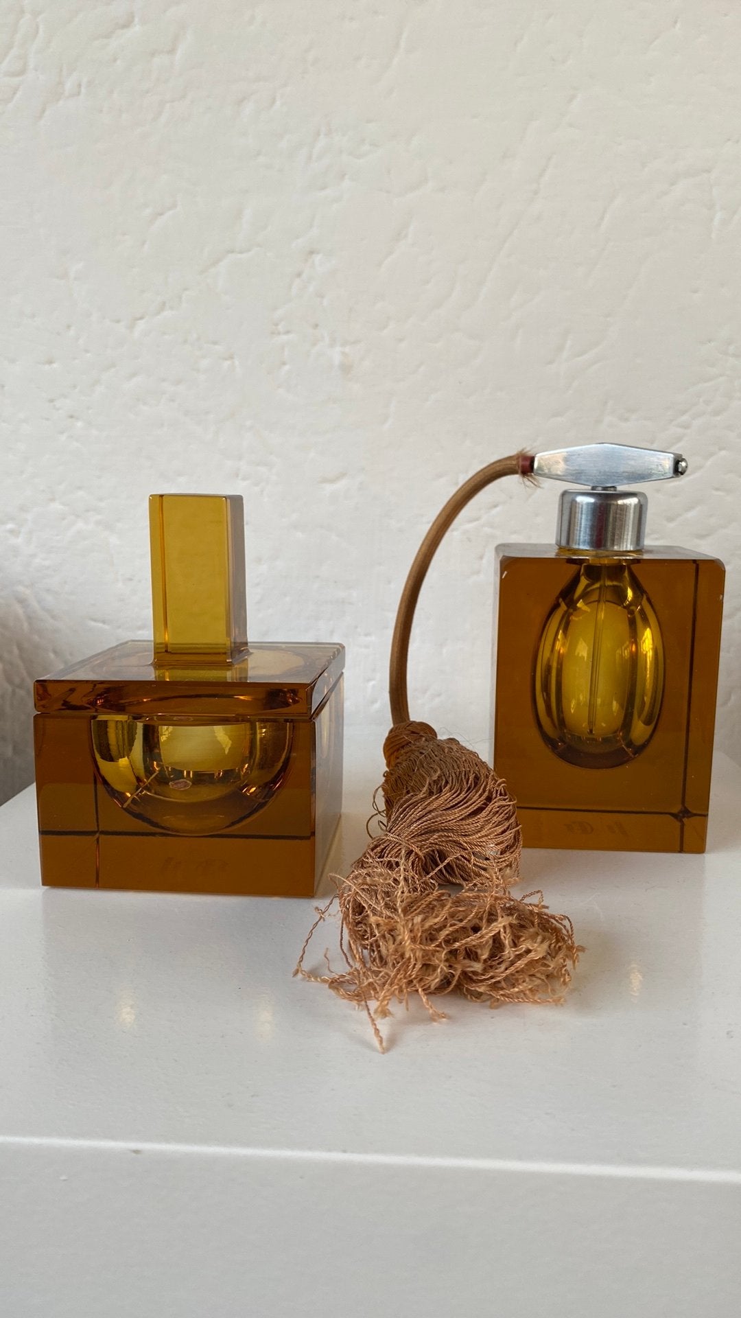 Moser parfumverstuiver en dekselpotje, Ophalen of Verzenden