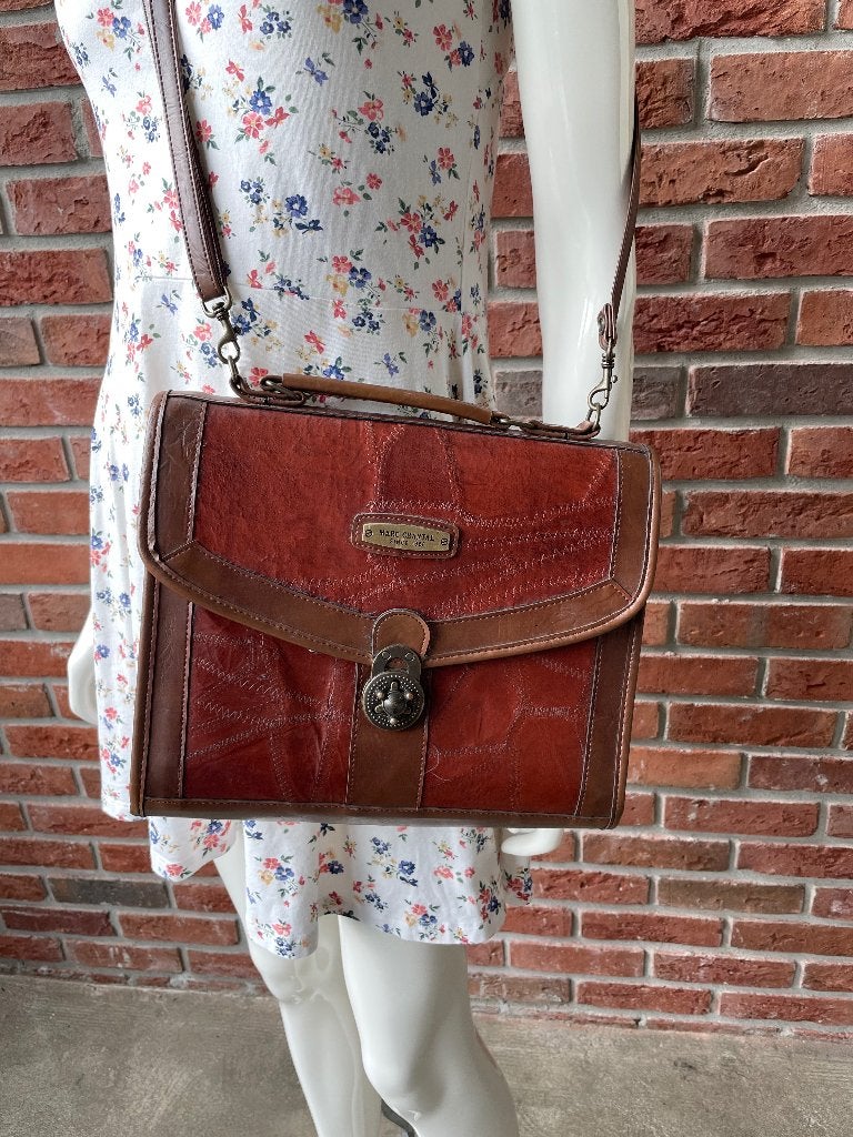 Vintage Marc Chantal Italy Schoudertas - Bruin Leer, Overige merken, Gebruikt, Bruin, Ophalen of Verzenden