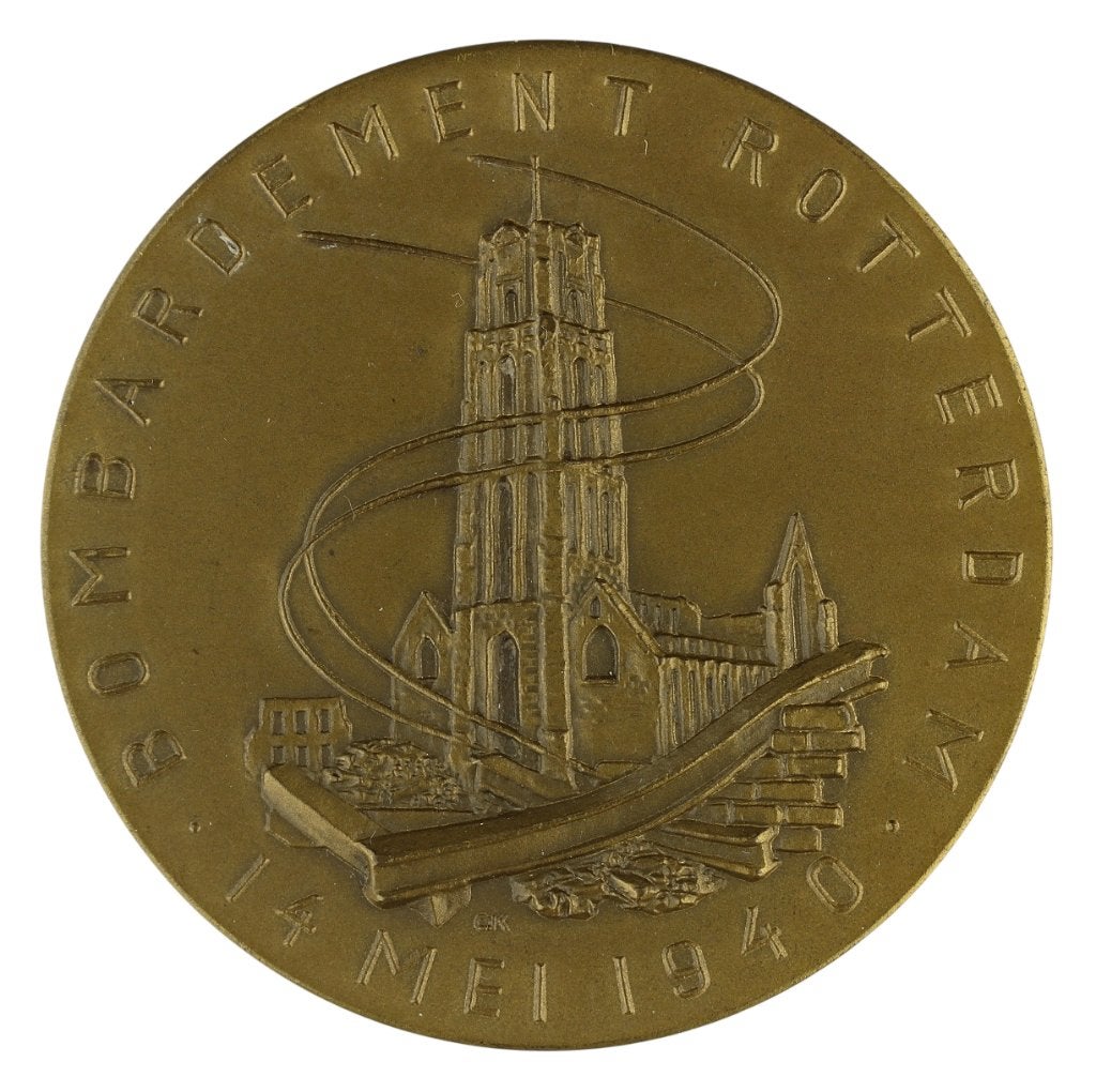 Penning VPK 1946 Cor van Kralingen : Bombardement Rotterdam, Verzenden, Brons, Nederland