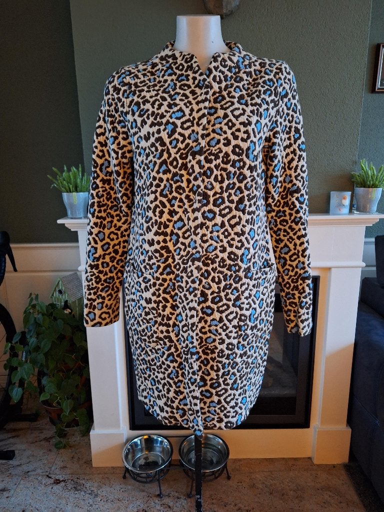 Josephine en Co luipaard jas vest S 36 beige bruin blauw, Josephine & Co, Verzenden, Beige, Zo goed als nieuw