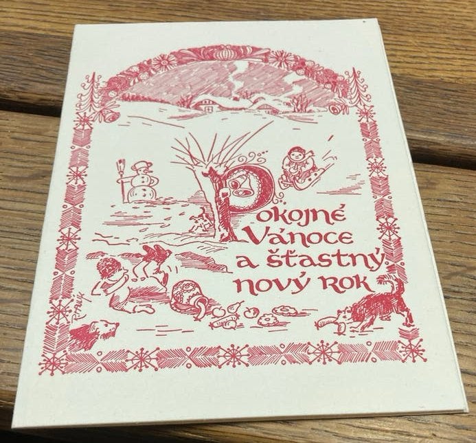 Vintage Tsjechische kerstkaart, ongelopen, Ophalen of Verzenden, Zo goed als nieuw
