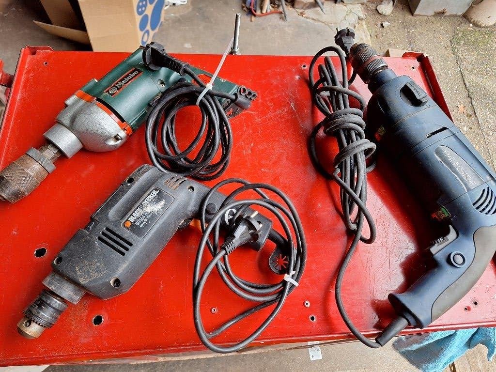 3x boormachine, Gebruikt, Klopboormechanisme, 400 tot 600 watt, Ophalen