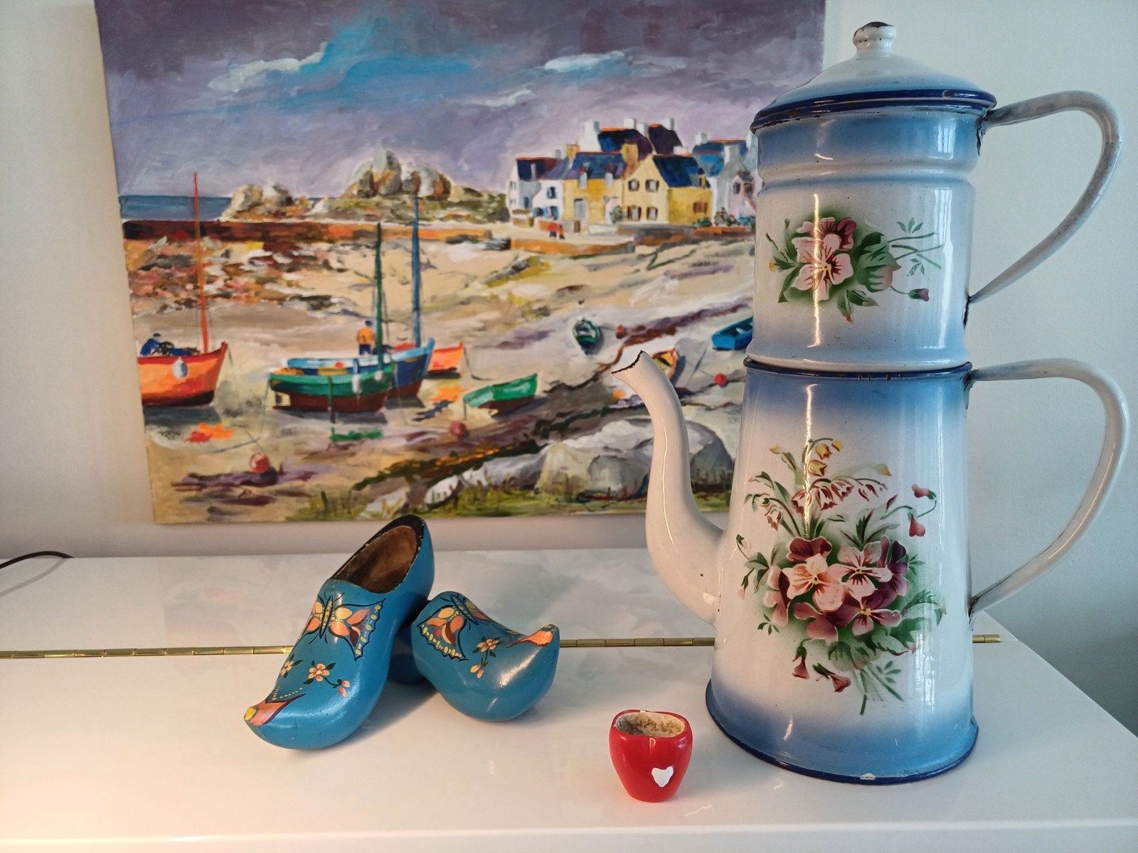 koffiepot van Japy met decoratief vioolmotief, Antiek en Kunst, Antiek | Emaille, Ophalen of Verzenden