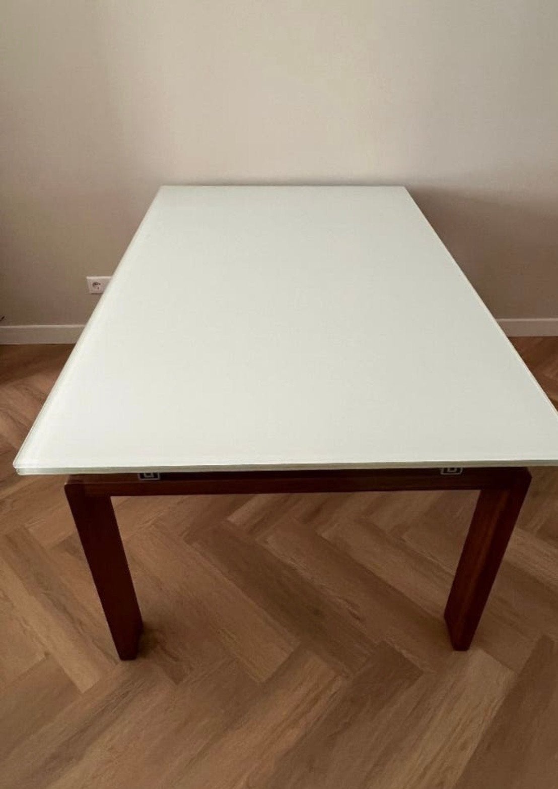 Uitschuifbare eettafel met glazen blad, Huis en Inrichting, Tafels | Eettafels, Ophalen, Gebruikt, Glas, 50 tot 100 cm