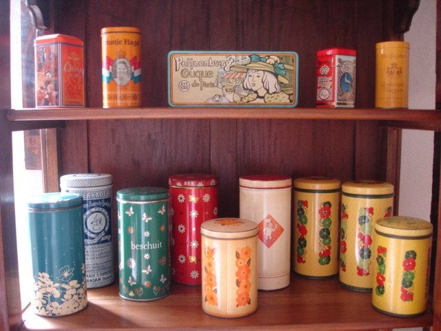 Oude Beschuit & Ontbijt blikken, waaronder Muisjes, 14 stuks, Ophalen of Verzenden, Gebruikt, Beschuit, Verkade