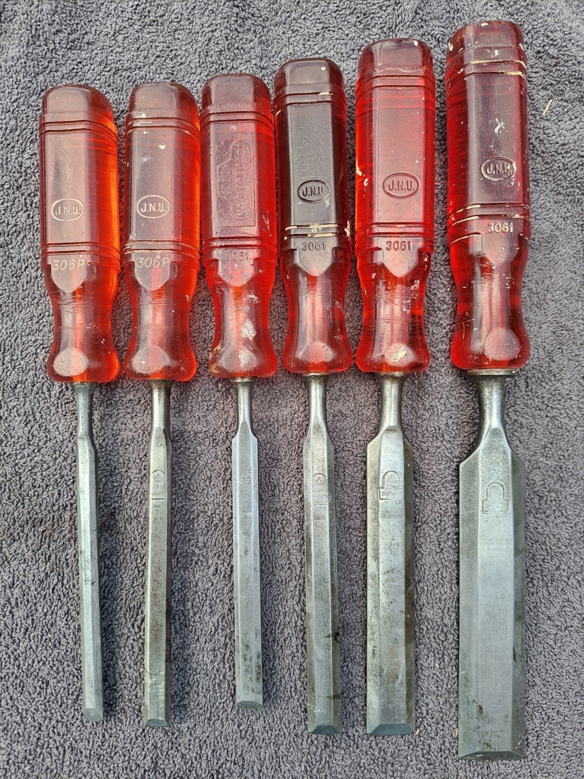 Mooie set van 6 Nooitgedagt beitels | houtbeitels, Ophalen of Verzenden, Gebruikt, Overige typen, Nooitgedacht