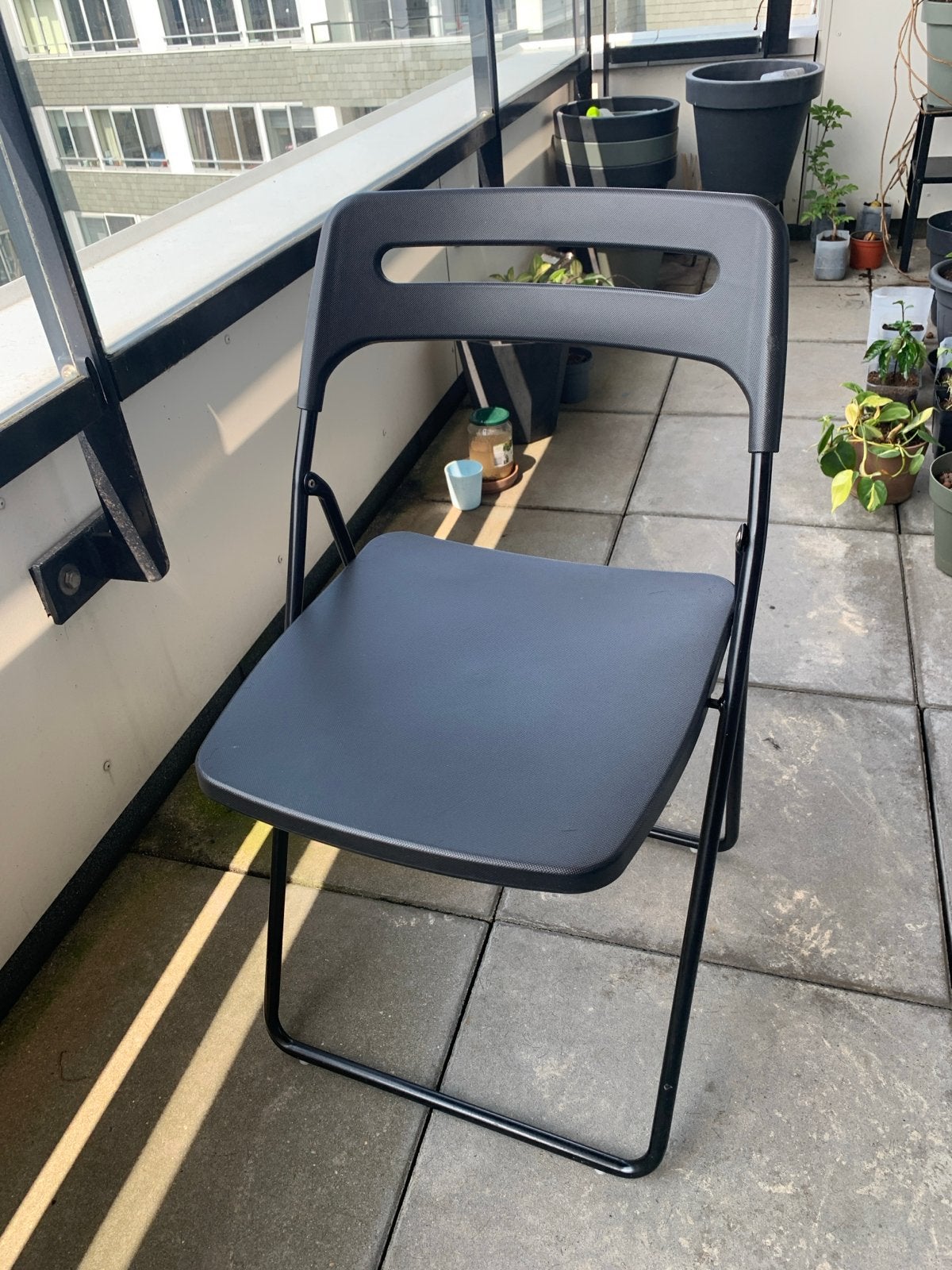6 IKEA klapstoelen - Zwart, Ophalen, Kunststof, Zwart, Zo goed als nieuw