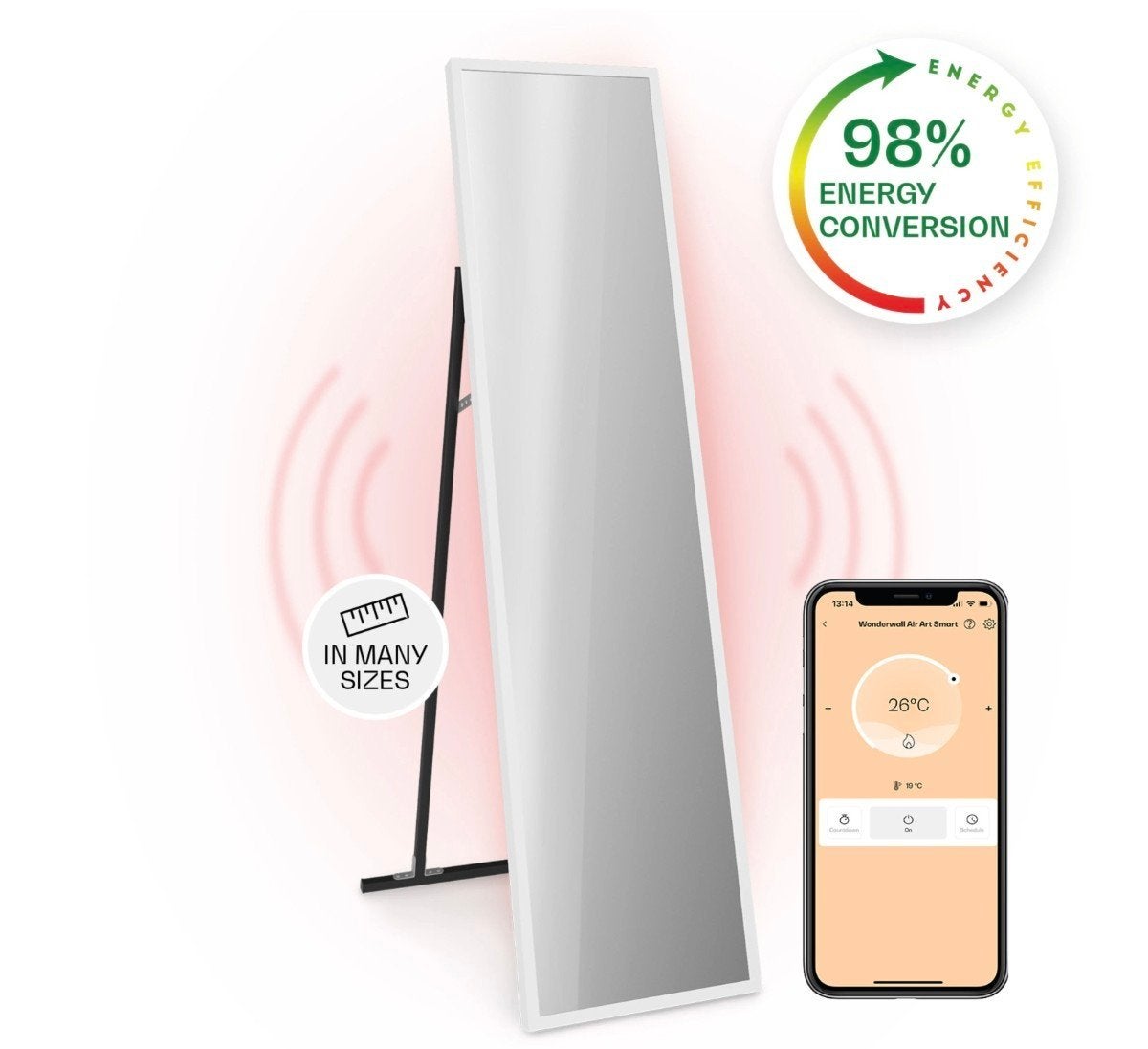 2 sts infrarood&convectie passpiegels 160x40 Smart wifi, Ophalen, Hoog rendement (Hr), Overige typen, Nieuw