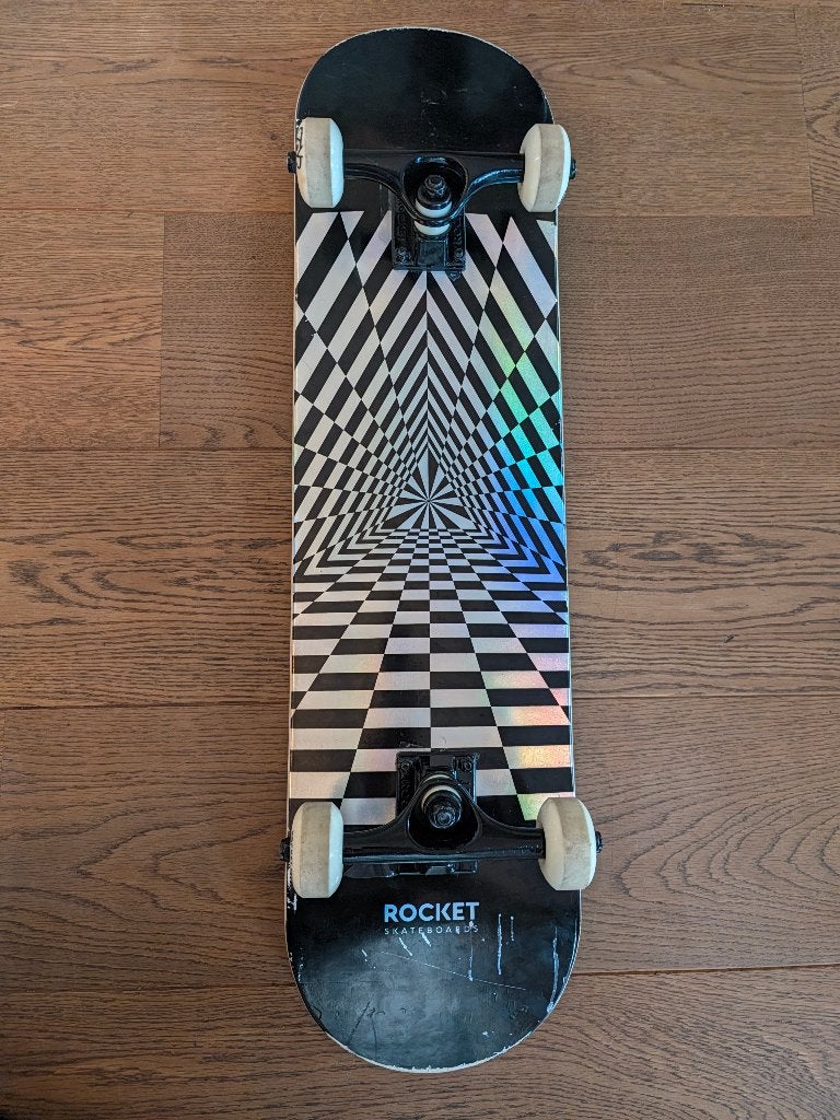 Skateboard ROCKET Prism Foil Silver 7.75 IN, Sport en Fitness, Ophalen of Verzenden, Zo goed als nieuw, Skateboard