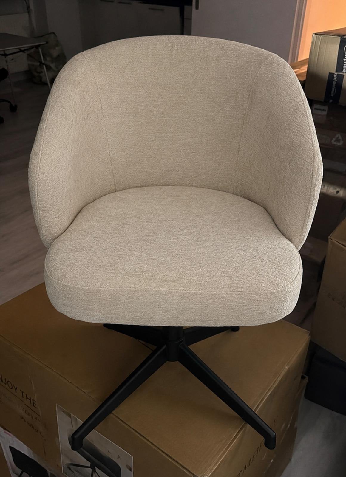 Teddy / Bouclé Draaistoel – Cream – Design & Comfort, Beige, Clipop, Nieuw, Ophalen of Verzenden