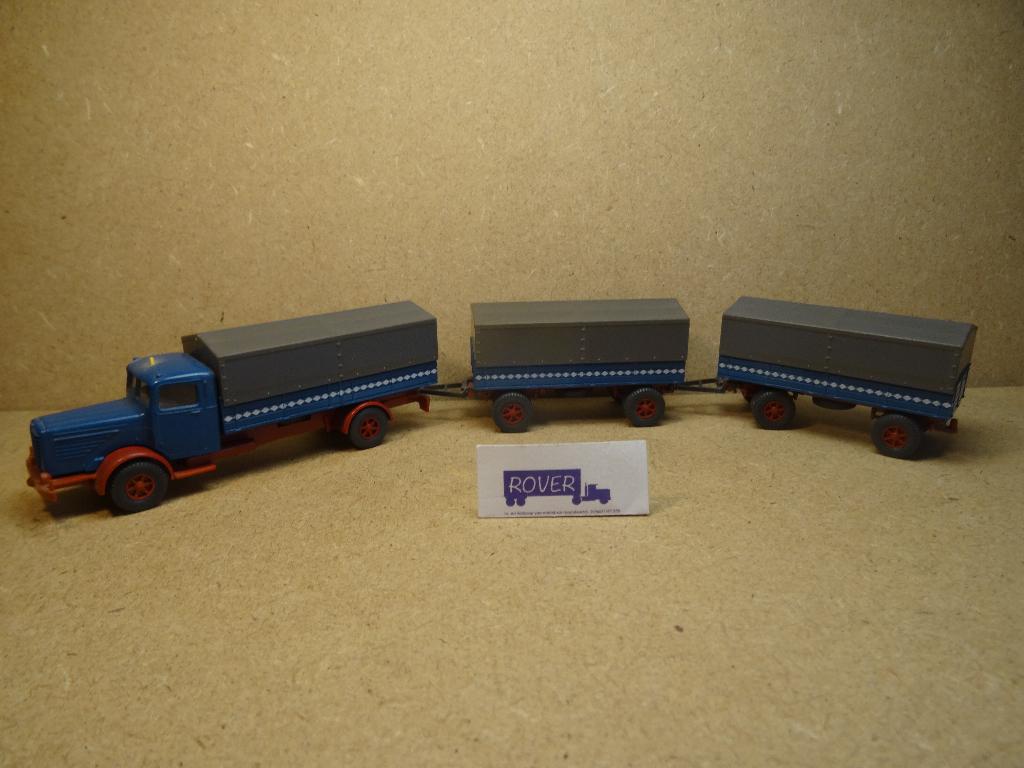 WIKING 1/87, BÜSSING 8000 + 2 Huif-aanhangers, Zie Foto`s, Ophalen of Verzenden, Zo goed als nieuw, Bus of Vrachtwagen, Wiking